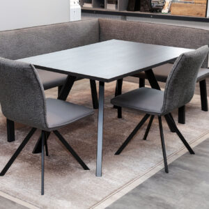Speisegruppe MALTA mit Tisch Dark Grey und Eckbank hellgrau